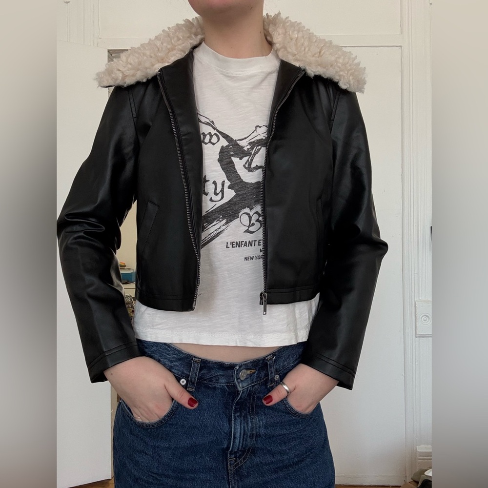 Woman’s faux leather coat